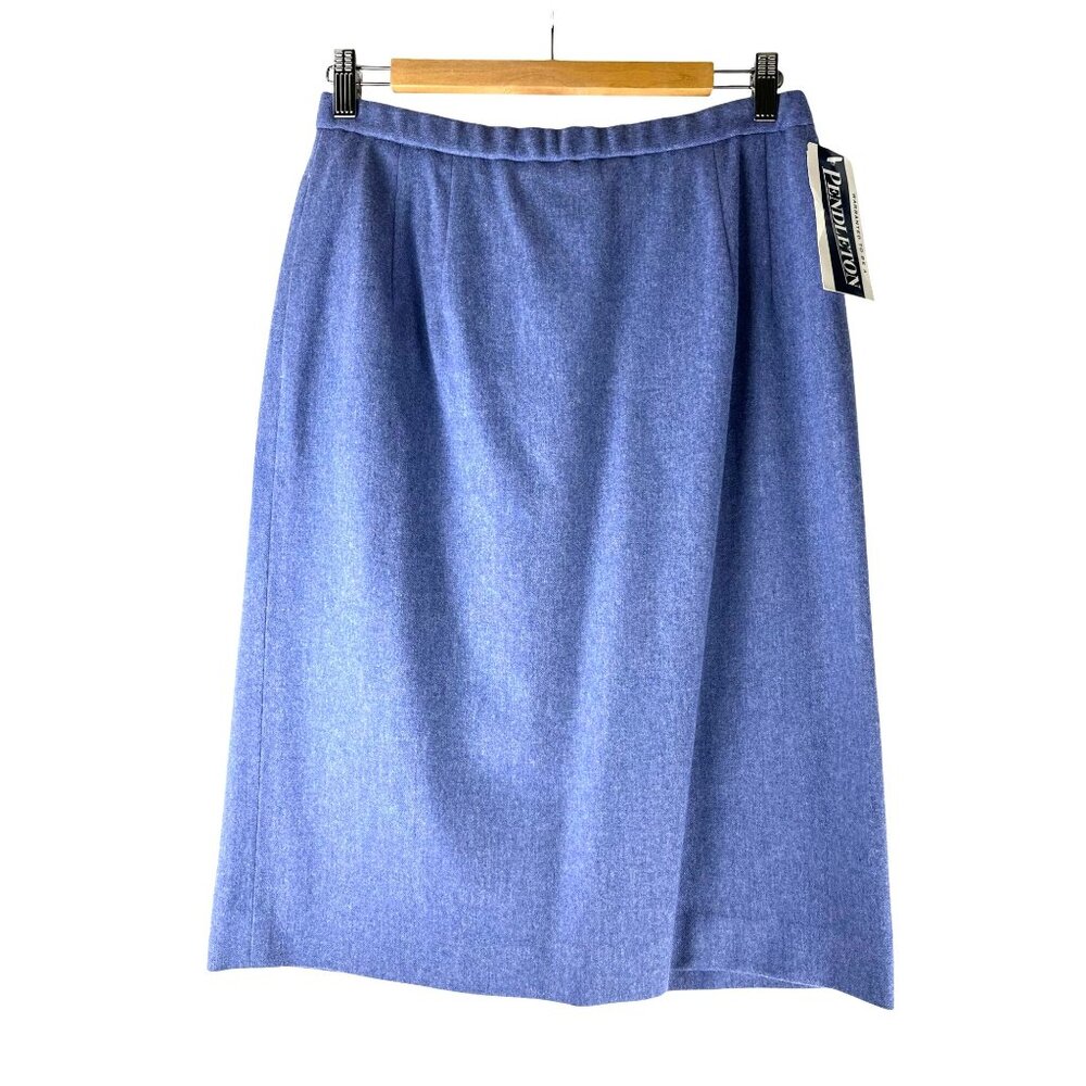 NWT Pendleton Westminster Light Blue Wool Midi Skirt, Women's Size 12 Petite